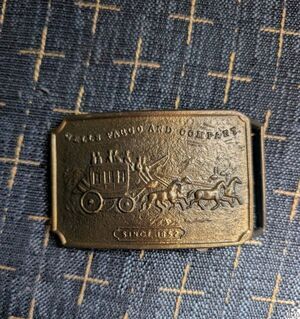 Wells Fargo Company Stagecoach Carriage Since 1852 Vtg Belt Buckle